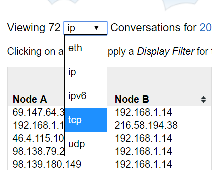 selecting tcp conversation